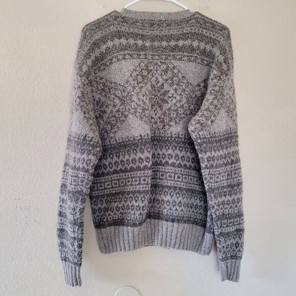 Faconnable Sweater Mens Crewneck 100% Wool Size Medium Brown Nordic Thermal - Picture 8 of 8